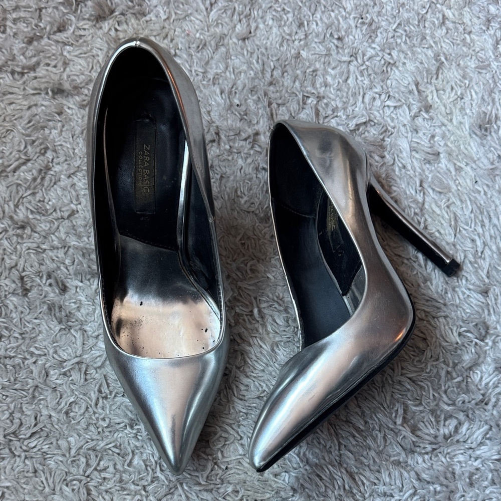 Zara Metallic Silver Women's Heels